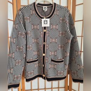 NWT WOMENS ANNE KLEIN GOLDEN BUTTON DOWN MULTICOLOR VISCOSE SWEATER SIZE SMALL